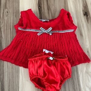 Build a Bear Rare Red Silver Glitter Bow Sweater Dress Knit Teddy Clothes Outfit